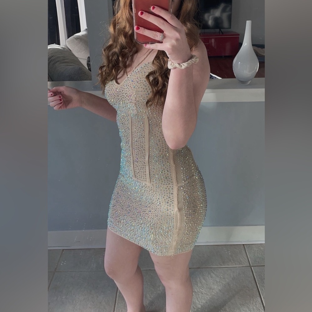 GORGEOUS AKIRA RHINESTONE DRESS, XS, WORN ONCE.